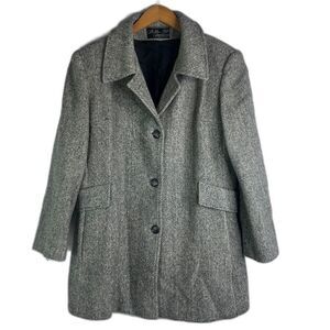 Noble Fashions Vintage Herringbone Wool Coat 3 Button Lined Women's Size LG